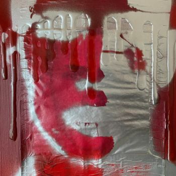 Collagen mit dem Titel "Augusta Grafitti Red" von Jerome Cholet, Original-Kunstwerk, Collagen