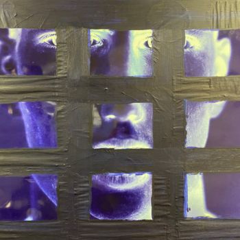 Collagen mit dem Titel "Augusta Tears Blue" von Jerome Cholet, Original-Kunstwerk, Sprühfarbe