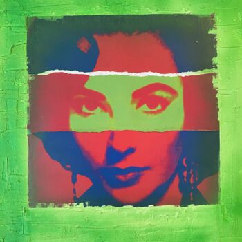 Malerei mit dem Titel "Liz Taylor a la War…" von Jerome Cholet, Original-Kunstwerk, Collagen