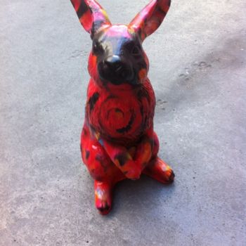 Sculpture titled "Graffiti Bunny 2" by Jerome Clem, Original Artwork, Plastic