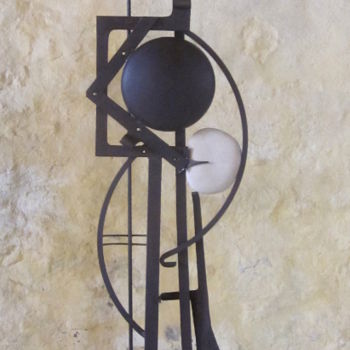 Sculpture titled "Veilleur de lune" by Jérôme Danikowski, Original Artwork, Metals