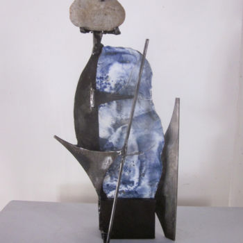 Sculpture titled "Pêcheur 2" by Jérôme Danikowski, Original Artwork, Metals