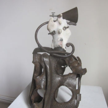 Sculpture intitulée "Le robinet de la tê…" par Jérôme Danikowski, Œuvre d'art originale, Métaux