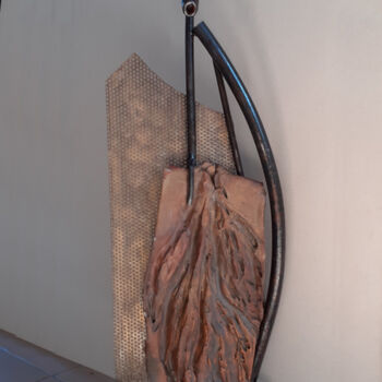 Sculpture titled "Homme oiseau" by Jérôme Danikowski, Original Artwork, Metals