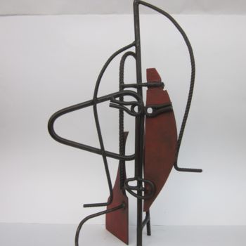 Skulptur mit dem Titel "Tête rouge" von Jérôme Danikowski, Original-Kunstwerk