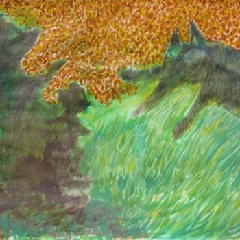 Malerei mit dem Titel "L'ours et le loup" von Jéromine, Original-Kunstwerk