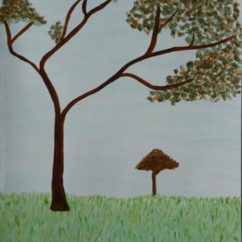 Peinture intitulée "Arbres seuls" par Jéromine, Œuvre d'art originale