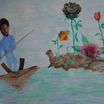 Peinture intitulée "Voyage vers l'île a…" par Jéromine, Œuvre d'art originale