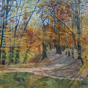 Peinture intitulée "Park - deby nad Odr…" par Jerzy Kosinski, Œuvre d'art originale, Huile Monté sur Châssis en bois