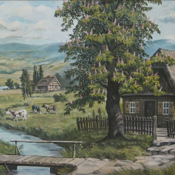 Peinture intitulée "Landszaft" par Jerzy Kosinski, Œuvre d'art originale, Huile Monté sur Châssis en bois