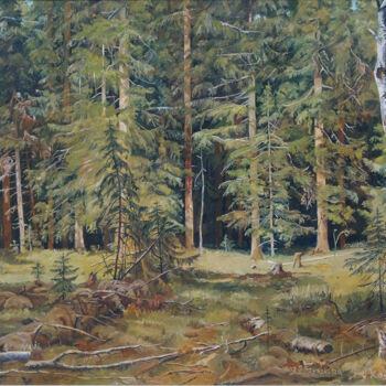 Painting titled "Las - kopia obrazu…" by Jerzy Kosinski, Original Artwork, Oil