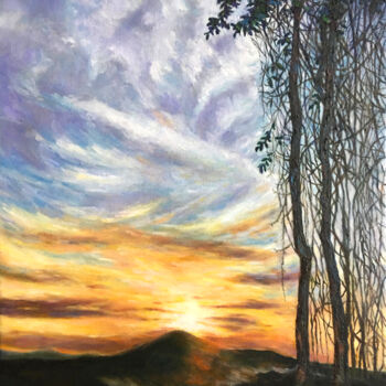 "Sunrise by the trees" başlıklı Tablo Jesline Er tarafından, Orijinal sanat, Petrol