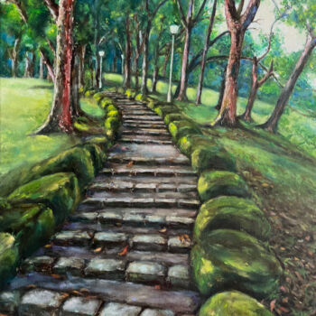 Картина под названием "One step at a time" - Jesline Er, Подлинное произведение искусства, Масло