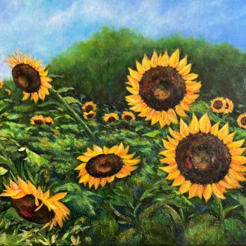 Pittura intitolato "Blooming in the sun" da Jesline Er, Opera d'arte originale, Acrilico Montato su Telaio per barella in le…