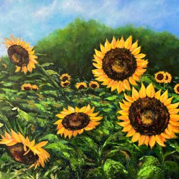 Картина под названием "Blooming in the sun" - Jesline Er, Подлинное произведение искусства, Акрил Установлен на Деревянная р…