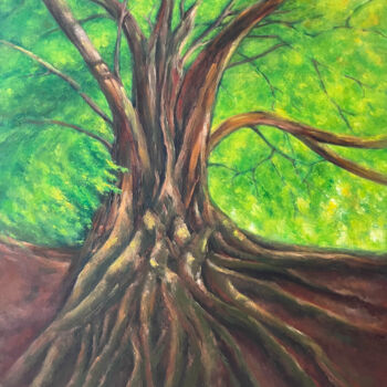 Картина под названием "Evergreen" - Jesline Er, Подлинное произведение искусства, Масло Установлен на Деревянная рама для но…