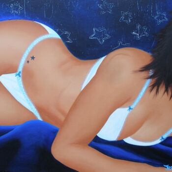 Peinture intitulée "Blue stars" par Jessc, Œuvre d'art originale, Huile