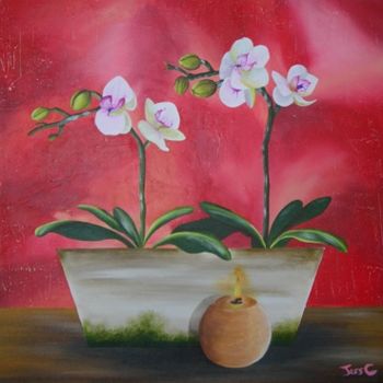 绘画 标题为“Orchidées bougies” 由Jessc, 原创艺术品, 油