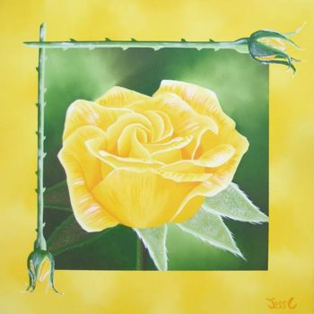 "Rose jaune" başlıklı Tablo Jessc tarafından, Orijinal sanat, Petrol