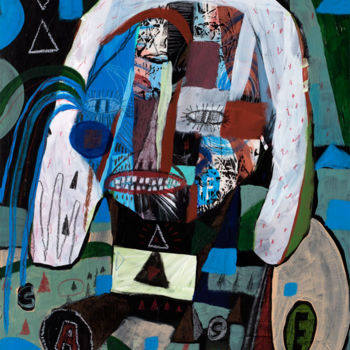 Malerei mit dem Titel "Portrait Of Stained…" von Jesse Reno, Original-Kunstwerk, Acryl
