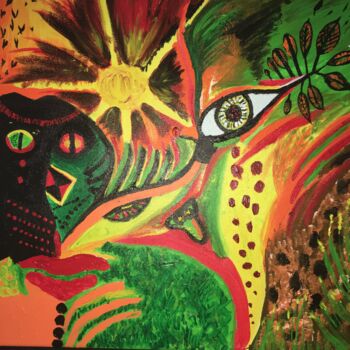 Painting titled "La jungle dans tout…" by Jesse, Original Artwork, Acrylic