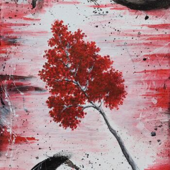 Painting titled "Il rosso incontra i…" by Jessica Battaglia, Original Artwork, Acrylic Mounted on Wood Stretcher frame