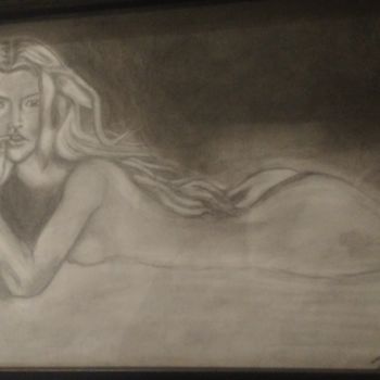 Drawing titled "Femme nue" by Ayan, Original Artwork, Pencil