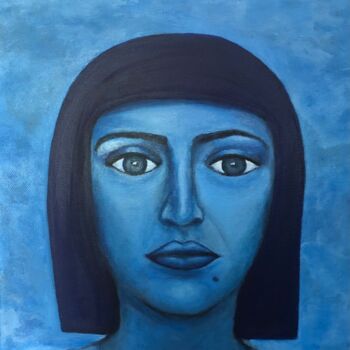 Ζωγραφική με τίτλο "Blue Cleopatra" από Jessica Gu, Αυθεντικά έργα τέχνης, Ακρυλικό