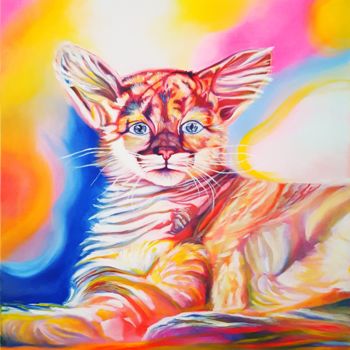 Painting titled "Cougar Kitten" by Jessica Margiewicz, Original Artwork, Oil