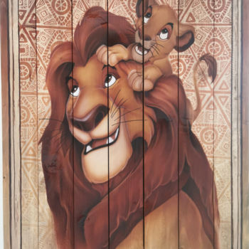 Pittura intitolato "The Lion King" da Jessica Renault, Opera d'arte originale, Aerografo