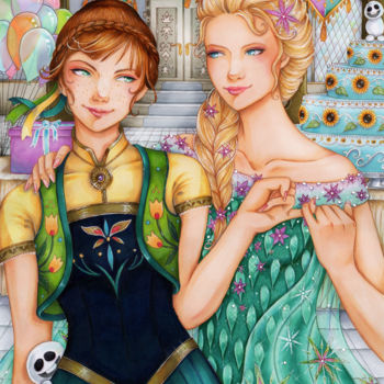 Drawing titled "Frozen Fever" by Sika-Chan, Original Artwork, Marker