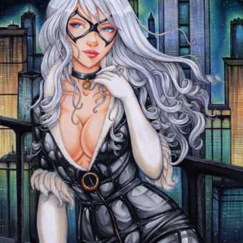 Desenho intitulada "Black Cat" por Sika-Chan, Obras de arte originais, Marcador