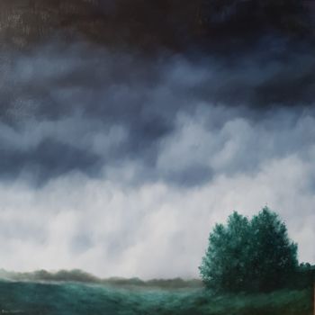 Painting titled "Brume d'incertitude" by Jessica Fleurentin, Original Artwork, Oil