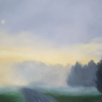 Painting titled "Brume du matin" by Jessica Fleurentin, Original Artwork, Oil