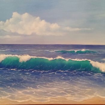 Painting titled "SUR LA PLAGE" by Jessica Fleurentin, Original Artwork, Oil