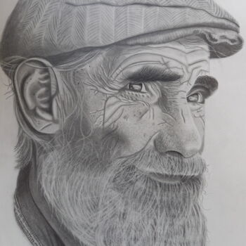 Tekening getiteld "Portret old man" door Jessie De Hond, Origineel Kunstwerk, Potlood
