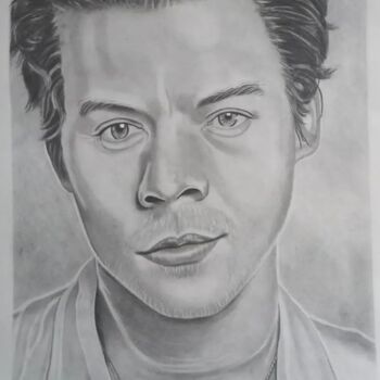 Drawing titled "Drawing Harry Styles" by Jessie De Hond, Original Artwork, Charcoal