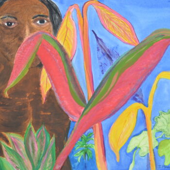 Painting titled "Tribal Man" by Jessie Moerk Nee Hogg, Original Artwork, Acrylic
