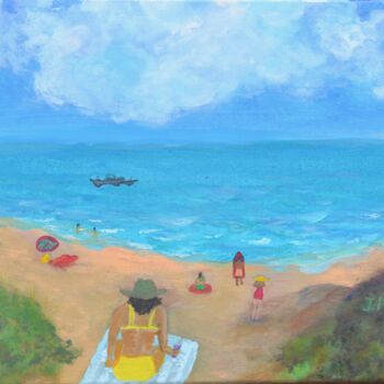 Painting titled "Day at the Beach" by Jessie Moerk Nee Hogg, Original Artwork, Acrylic