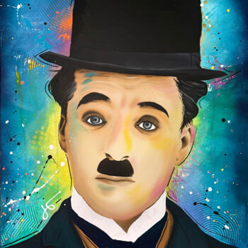 "Chaplin" başlıklı Tablo Jessie Raveleau tarafından, Orijinal sanat, Akrilik Ahşap Sedye çerçevesi üzerine monte edilmiş