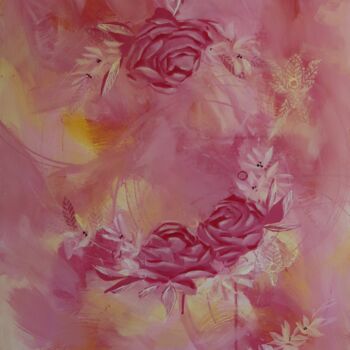 Schilderij getiteld "Pivoines roses" door Jessie Vasseur, Origineel Kunstwerk, Acryl
