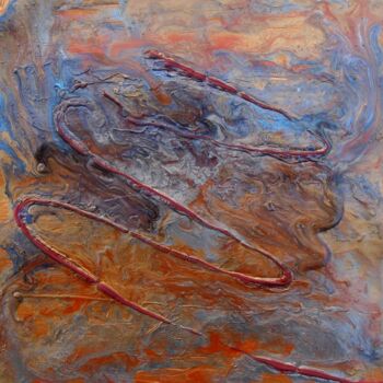 Malerei mit dem Titel "Carré d'Abstrait "2…" von Jessie' Art, Original-Kunstwerk, Öl