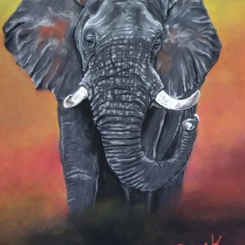 Dessin intitulée "Éléphant" par Jessica Fanigliulo, Œuvre d'art originale, Pastel