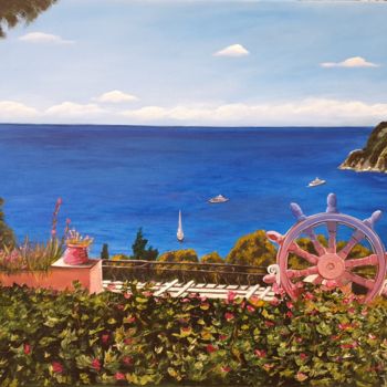 Schilderij getiteld "Capri" door Jessica Fanigliulo, Origineel Kunstwerk, Olie