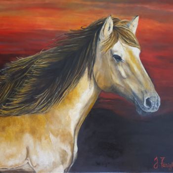 Painting titled "Force tranquille" by Jessica Fanigliulo, Original Artwork, Oil