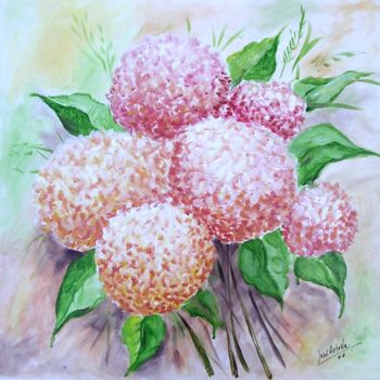 Painting titled "hortensias-acrilico…" by José Estrêla, Original Artwork