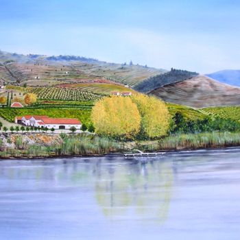 Painting titled "margem-rio-douro-pi…" by José Estrêla, Original Artwork