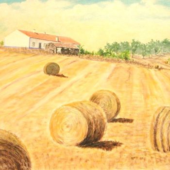 Schilderij getiteld "rolos-palha-acrilic…" door José Estrêla, Origineel Kunstwerk