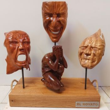 Escultura intitulada "Facetas" por Jesús Barbosa, Obras de arte originais, Madeira