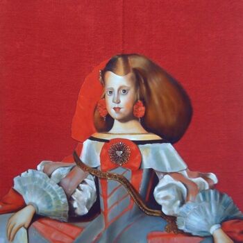 Painting titled "Infanta" by Jesús Meco, Original Artwork, Oil Mounted on artwork_cat.